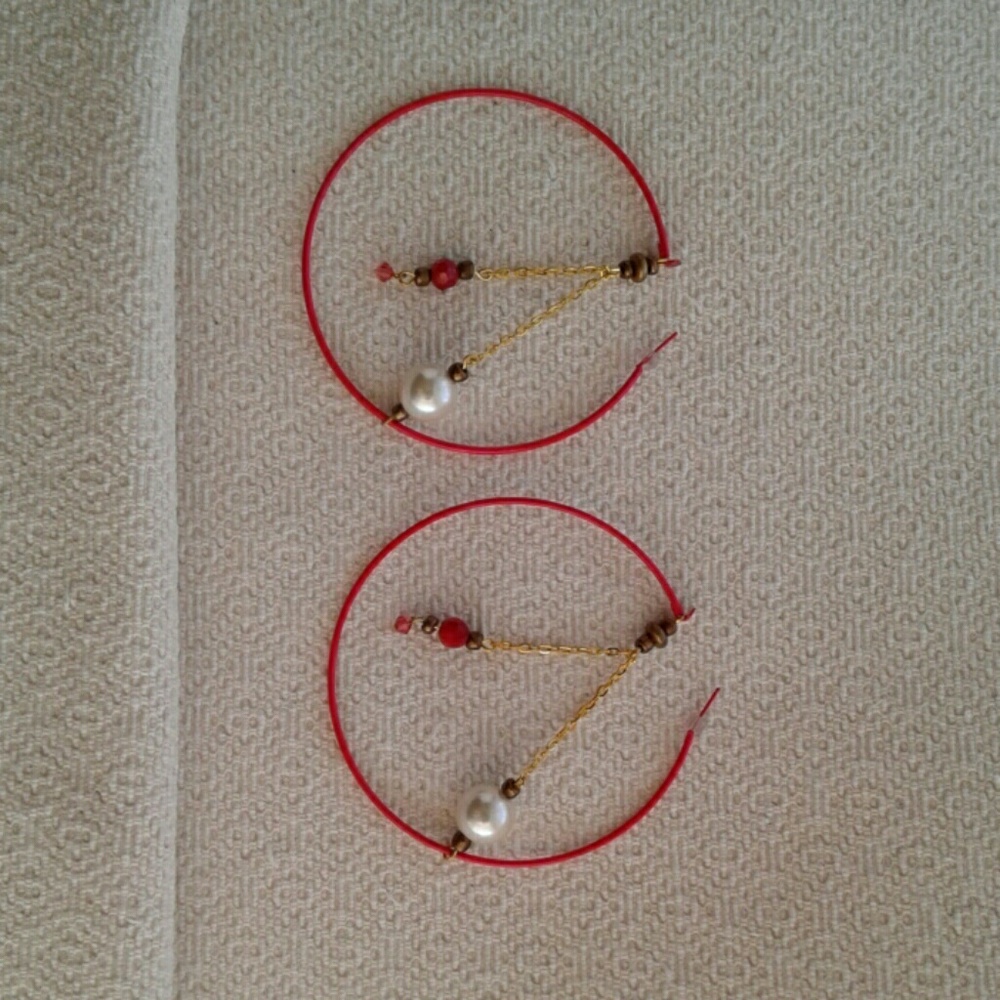 Red Hoop Earrings X Large Hoops